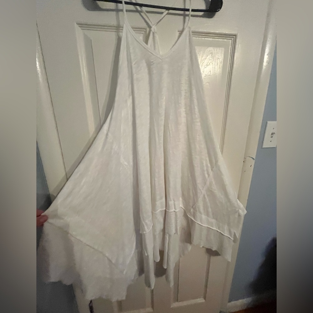 Free People Hibiscus Tunic- Mini Dress We The Free Size Medium White Lightweight - Picture 5 of 10